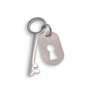 Rhodium Plated and Brushed Finished Stainless Steel Key and Keyhole Pendant - SSP00078
