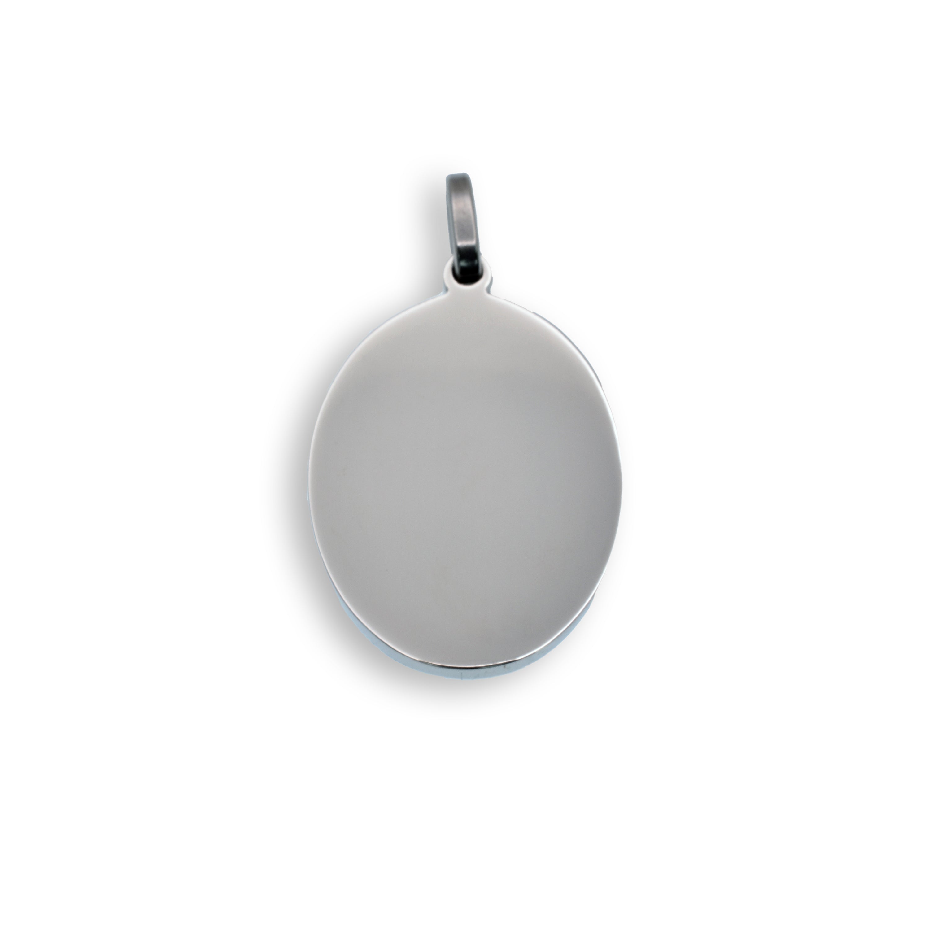 Rhodium Plated Stainless Steel Oval Pendant- SSP00087