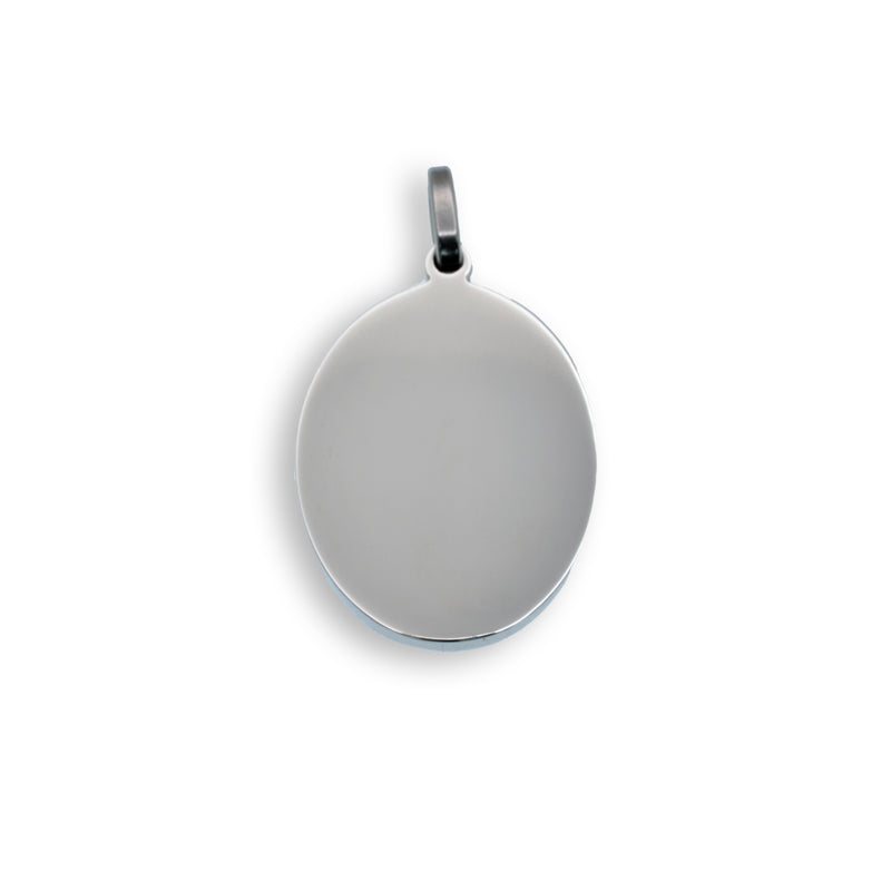Colgante ovalado de acero inoxidable rodiado - SSP00087