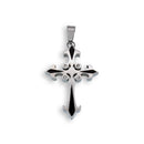 Colgante de acero inoxidable rodiado con cruz de flor de lis y circonitas transparentes (28,6 mm x 43,5 mm) - SSP00112
