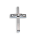 Rhodium Plated Stainless Steel Cross Clear CZ Bar 25.9mm x 41.6mm Pendant - SSP00115