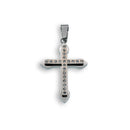 Black & Rhodium Plated Stainless Steel CZ Double Layered Cross Pendant - SSP00126
