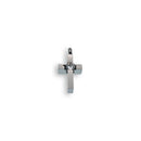 Rhodium Plated Stainless Steel Mini Block CZ Cross Pendant - SSP00132