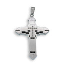 Rhodium Plated Stainless Steel Triple Layered CZ Cross Pendant - SSP00135