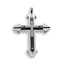 Black & Rhodium Plated Stainless Steel CZ Layered Cross Pendant - SSP00145