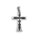 Black & Rhodium Plated Stainless Steel Double Layered Cross Pendant - SSP00166