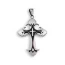 Black & Rhodium Plated Stainless Steel Layered Cross Pendant - SSP00168