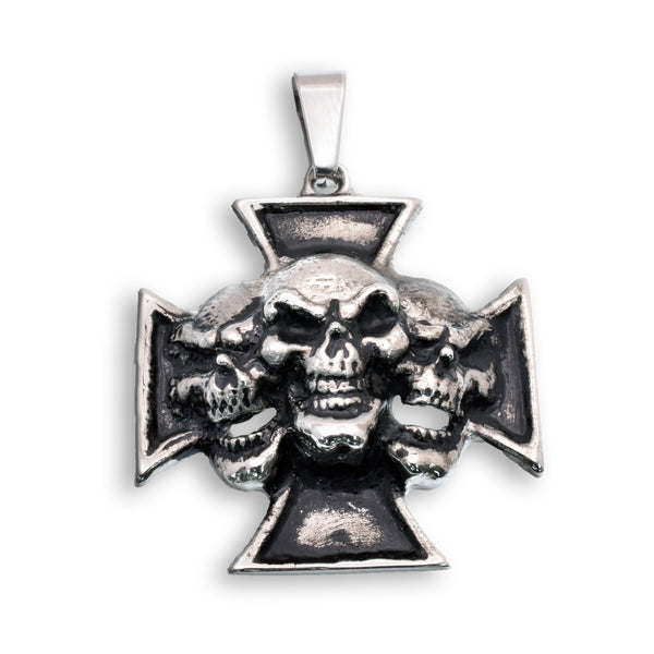 Oxidized Stainless Steel Gothic Skull 33.8mm Pendant - SSP00322