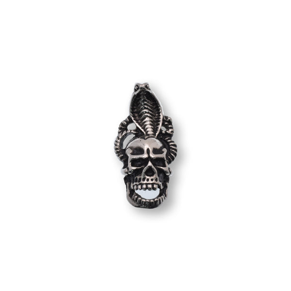 Oxidized Stainless Steel King Cobra Skull Pendant - SSP00323