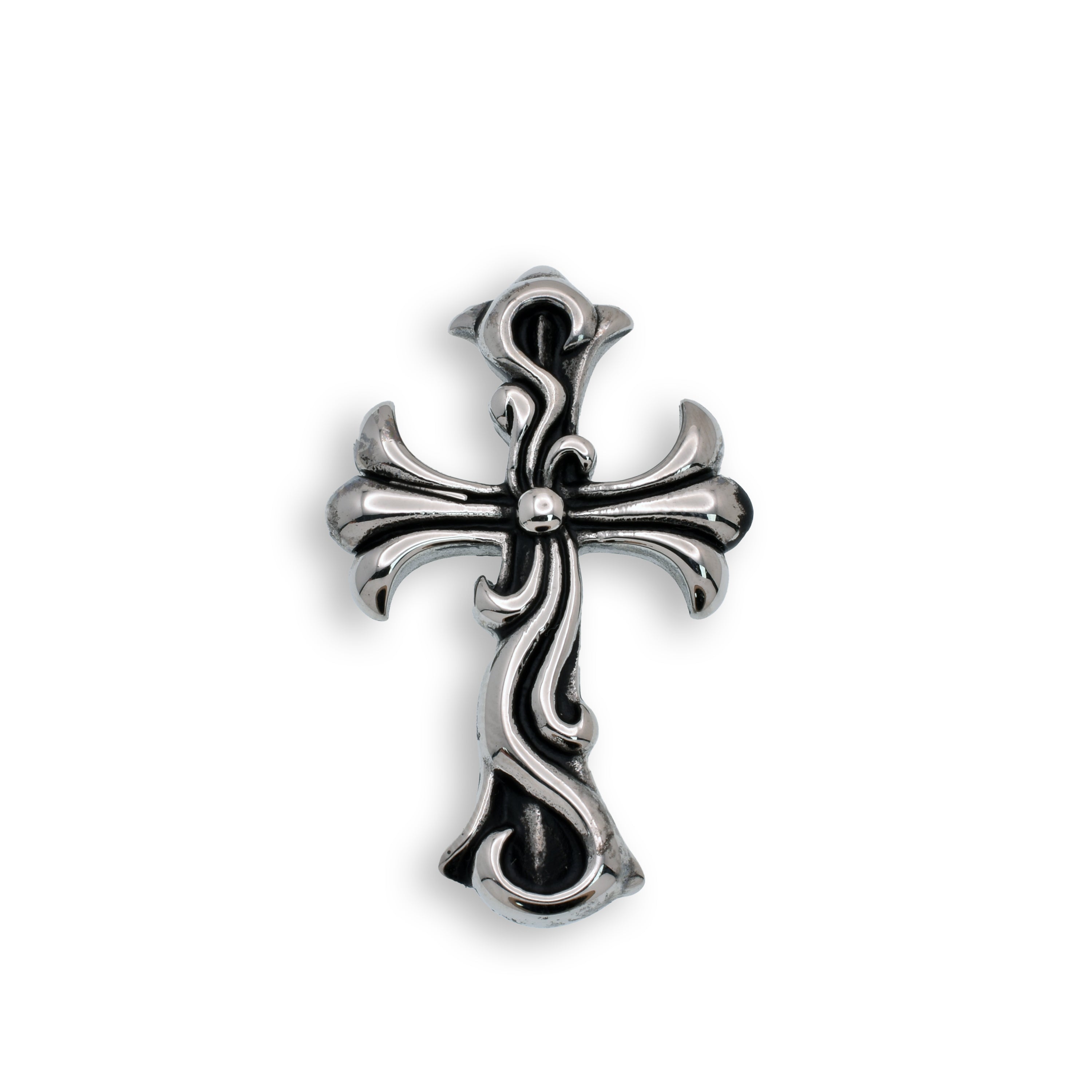 Oxidized Stainless Steel Filigree Cross Pendant - SSP00332| Silver