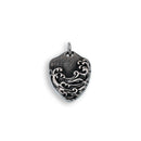 Oxidized Stainless Steel Shield with Wave Accent Pendant - SSP00333