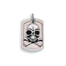 Colgante de placa de identificación con calavera y huesos de acero inoxidable rodiado - SSP00337