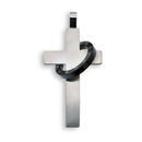 Rhodium & Black Plated Stainless Steel Roman Numeral Ring Accent & Cross Pendant - SSP00348