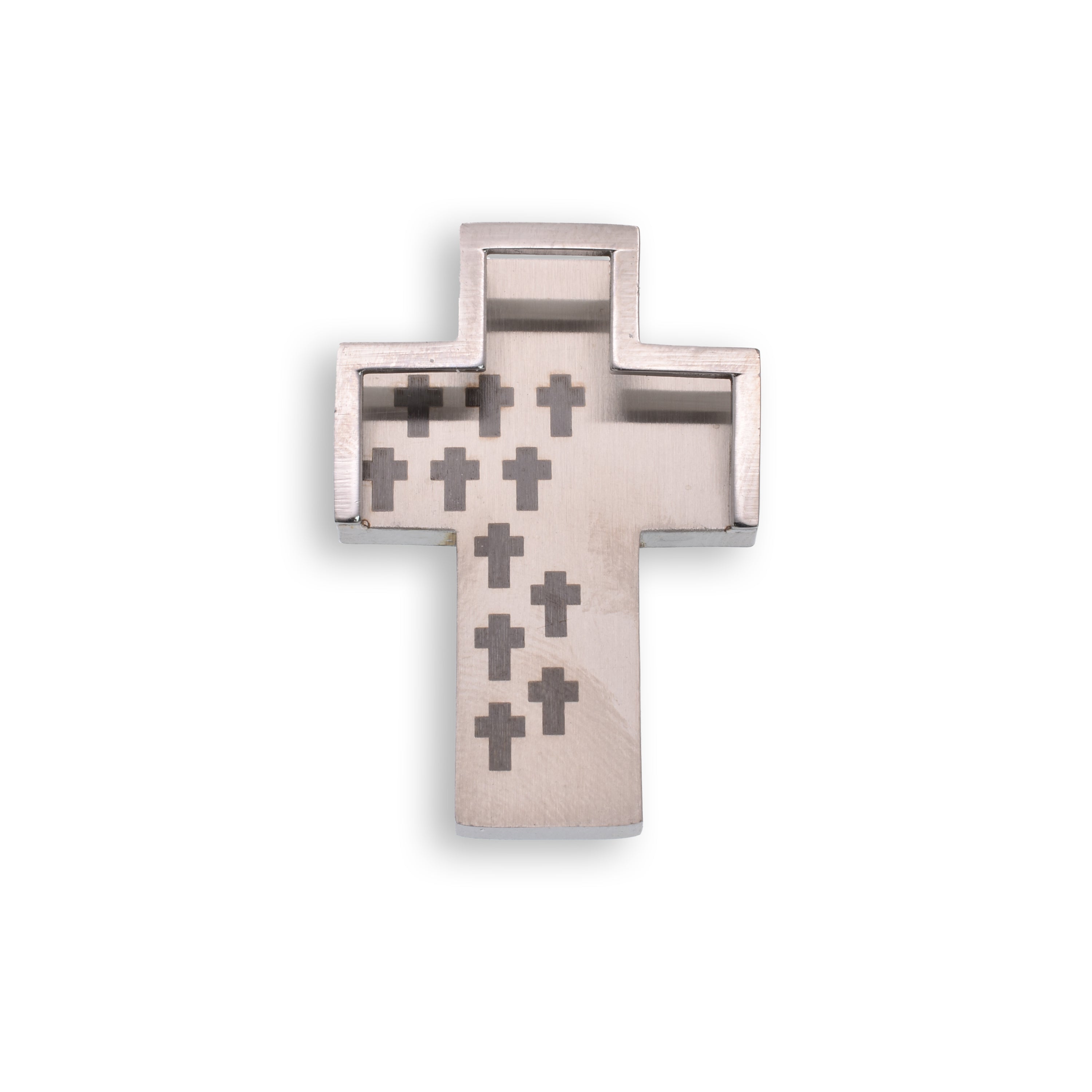 Colgante de cruz múltiple de acero inoxidable con baño de rodio y negro - SSP00349