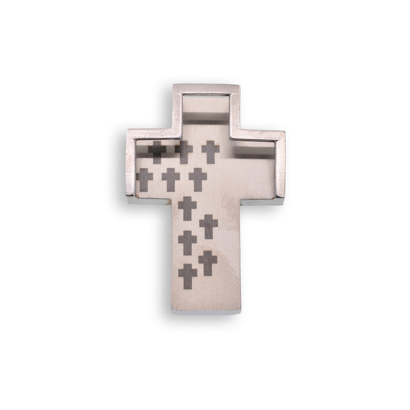Colgante de cruz múltiple de acero inoxidable con baño de rodio y negro - SSP00349