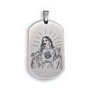 Rhodium Plated Stainless Steel Etched Jesus Dog Tag Pendant - SSP00364