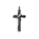 Black Stainless Steel and Rhodium Ring Tube Cross Pendant - SSP00373