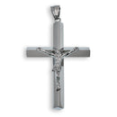 Rhodium Plated Stainless Steel Jesus Crucifix Cross Pendant - SSP00376LG
