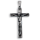 Oxidized Rhodium Stainless Steel Jesus Crucifix Cross Pendant - SSP00383