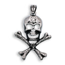 Oxidized Rhodium Stainless Steel Scull and Cross Bones Pendant - SSP00387