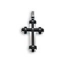 Black & Rhodium Plated Stainless Steel Cross Pendant - SSP00422