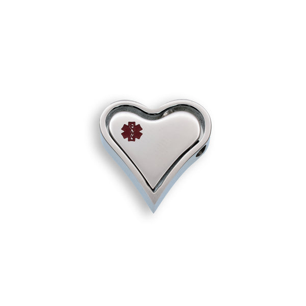 Rhodium Plated Stainless Steel Medical ID Heart Pendant - SSP00474