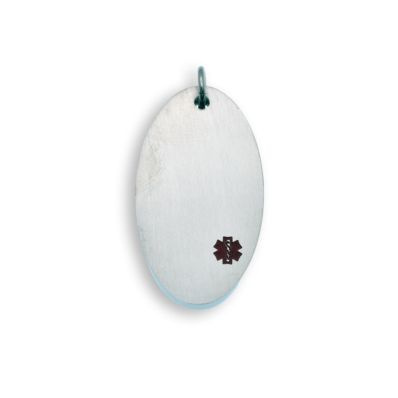 Rhodium Plated Stainless Steel Oval Engravable Medical ID Pendant - SSP00476