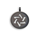 Black Rhodium Plated Stainless Steel Star of David Round Pendant - SSP00503BLK