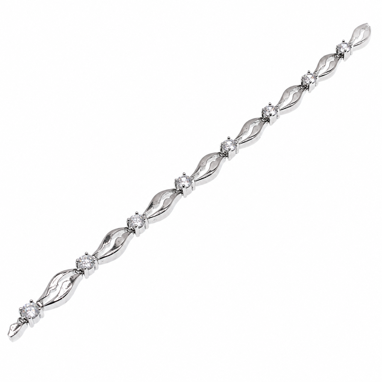 Pulsera de tenis de plata de ley 925 rodiada con piedra baguette de 4,8 mm - STB00627