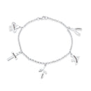 Rhodium Plated 925 Sterling Silver Good Luck Charm Bracelet - STB00312