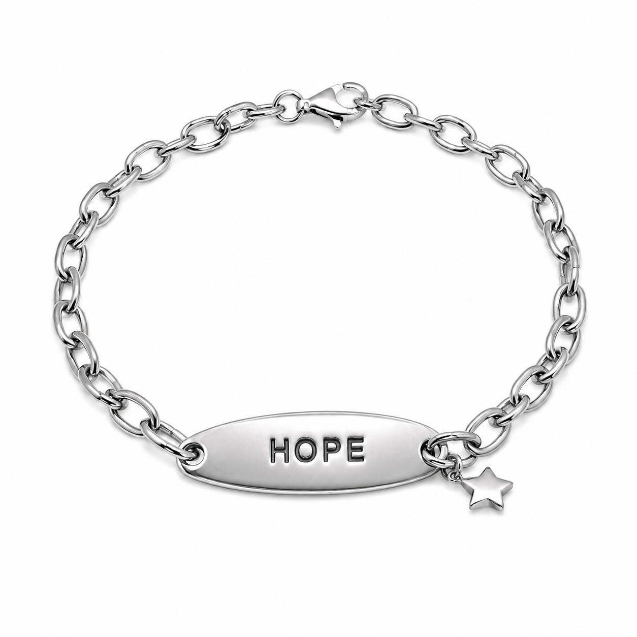 Liquidación - Pulsera de plata de ley 925 rodiada con circonitas y dije de la paz - STB00317