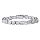 Rhodium Plated 925 Sterling Silver 7mm Square Cushion CZ Tennis Bracelet - STB00542RH