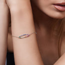 Rhodium Plated 925 Sterling Silver Multi Color CZ Open Oval Bracelet - STB00571
