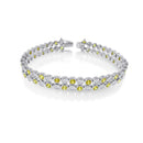 Rhodium Plated 925 Sterling Silver Men's 2 Row Clear and Black CZ Bubble Bracelet - STBM00018