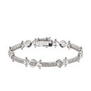 Rhodium Plated 925 Sterling Silver CZ Bar & Circle Men's Hip Hop Bracelet - STBM00019-9
