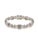 Rhodium Plated 925 Sterling Silver Clear CZ Oval Accent Men's Hip Hop Bracelet - STBM00029