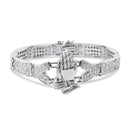 Rhodium Plated 925 Sterling Silver Praying Hand CZ Bracelet - STBM0017-9