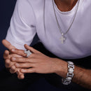 Rhodium Plated 925 Sterling Silver Cross Clear CZ Pendant - GMP00169