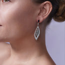 Clearance-Silver 925 Black and Silver Rhodium Plated CZ Chandelier Earrings - STE00051