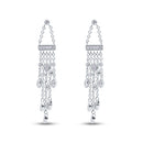 Clearance-Silver 925 Rhodium Plated Marquis CZ Wire Dangling Chandelier Earrings - STE00438