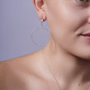 Clearance-Silver 925 Rhodium Plated Round CZ Dangling Earrings - STE00510