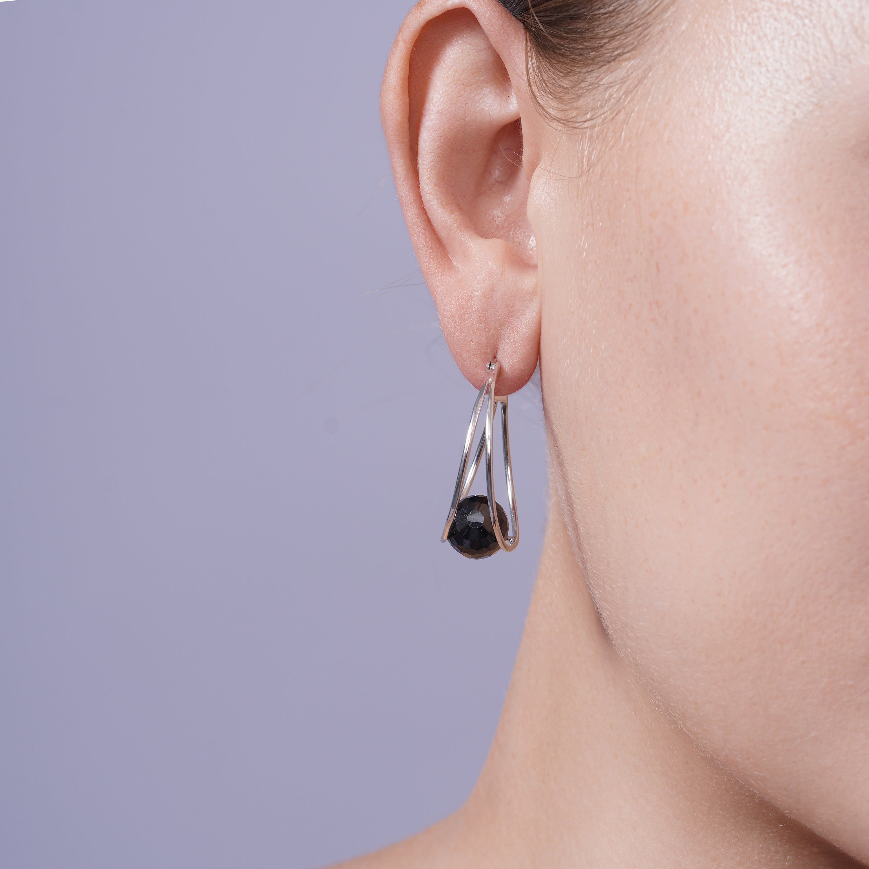 Clearance-Silver 925 Rhodium Plated Round CZ Hoop Earrings - STE00546