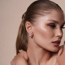 Silver 925 Rhodium Plated CZ Pink Synthetic Pearls Front and Back  - STE00994PNK