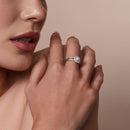 Silver 925 Rhodium Plated Clear Cluster CZ Synthetic Pearl Ring - BGR00878