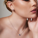 Silver 925 Rectangle Blue CZ Stud Earrings - STE01041BLU