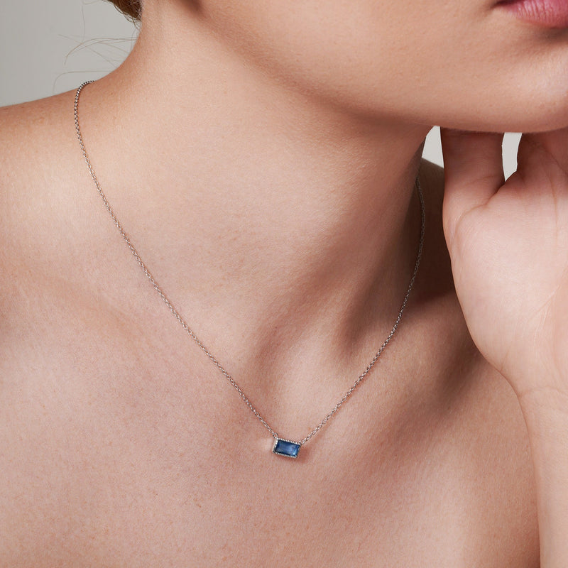 Pendientes de plata 925 rectangulares con circonita azul - STE01041BLU
