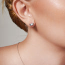 Silver 925 Rectangle Clear CZ Stud Earrings - STE01041