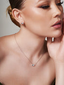 Silver 925 Rectangle Clear CZ Stud Earrings - STE01041