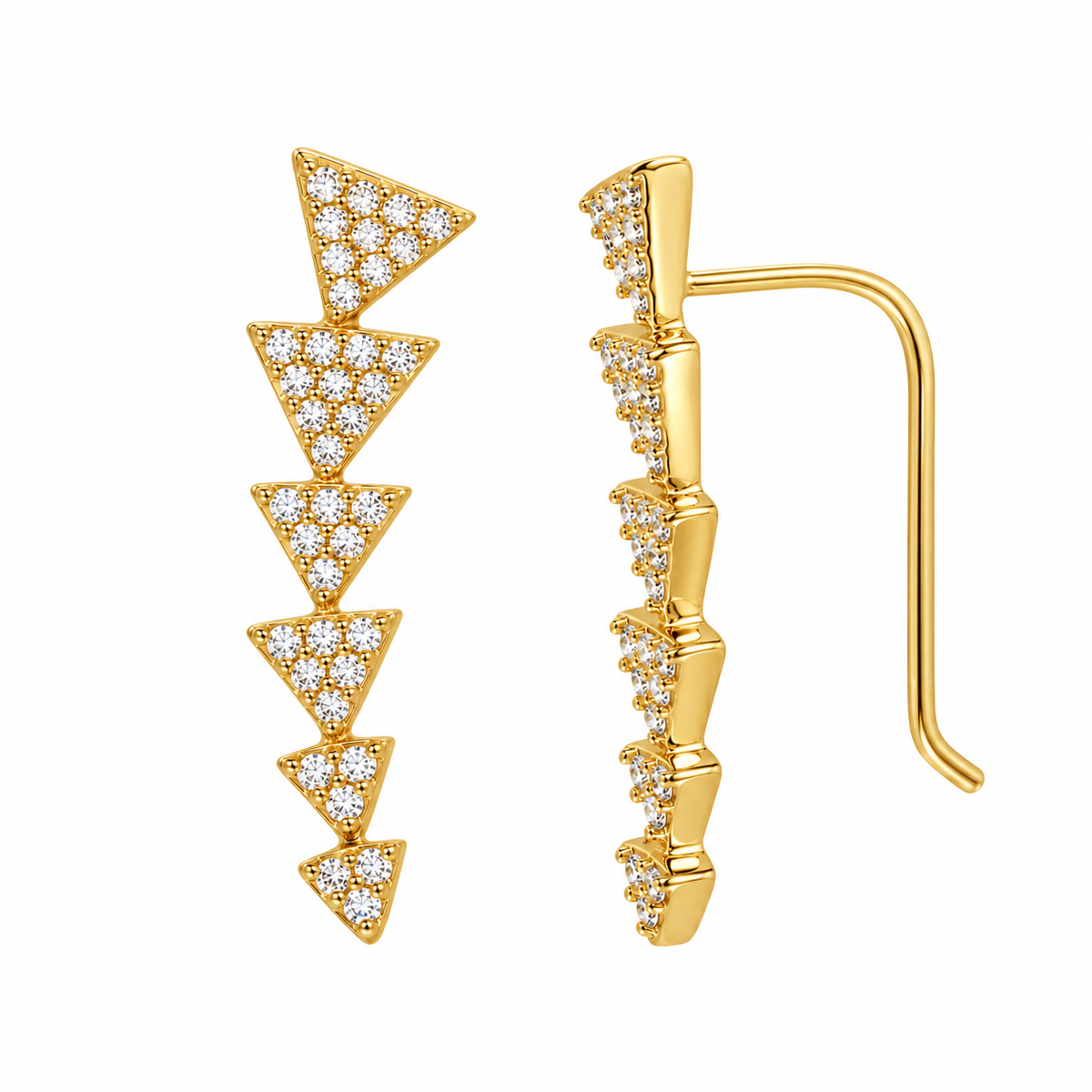 Pendientes de escalada con circonita cúbica y 6 flechas chapadas en rodio de plata 925 - STE01067