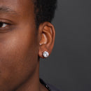 Rhodium Plated 925 Sterling Silver Crown Setting CZ  Stud Earrings - STE01145